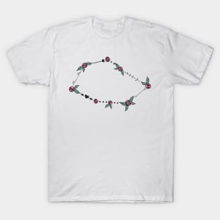 Vela (Sails) Constellation Roses and Hearts Doodle T-Shirt